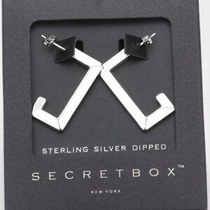 STERLING SILVER RECTANGLE HOOP EARRINGS